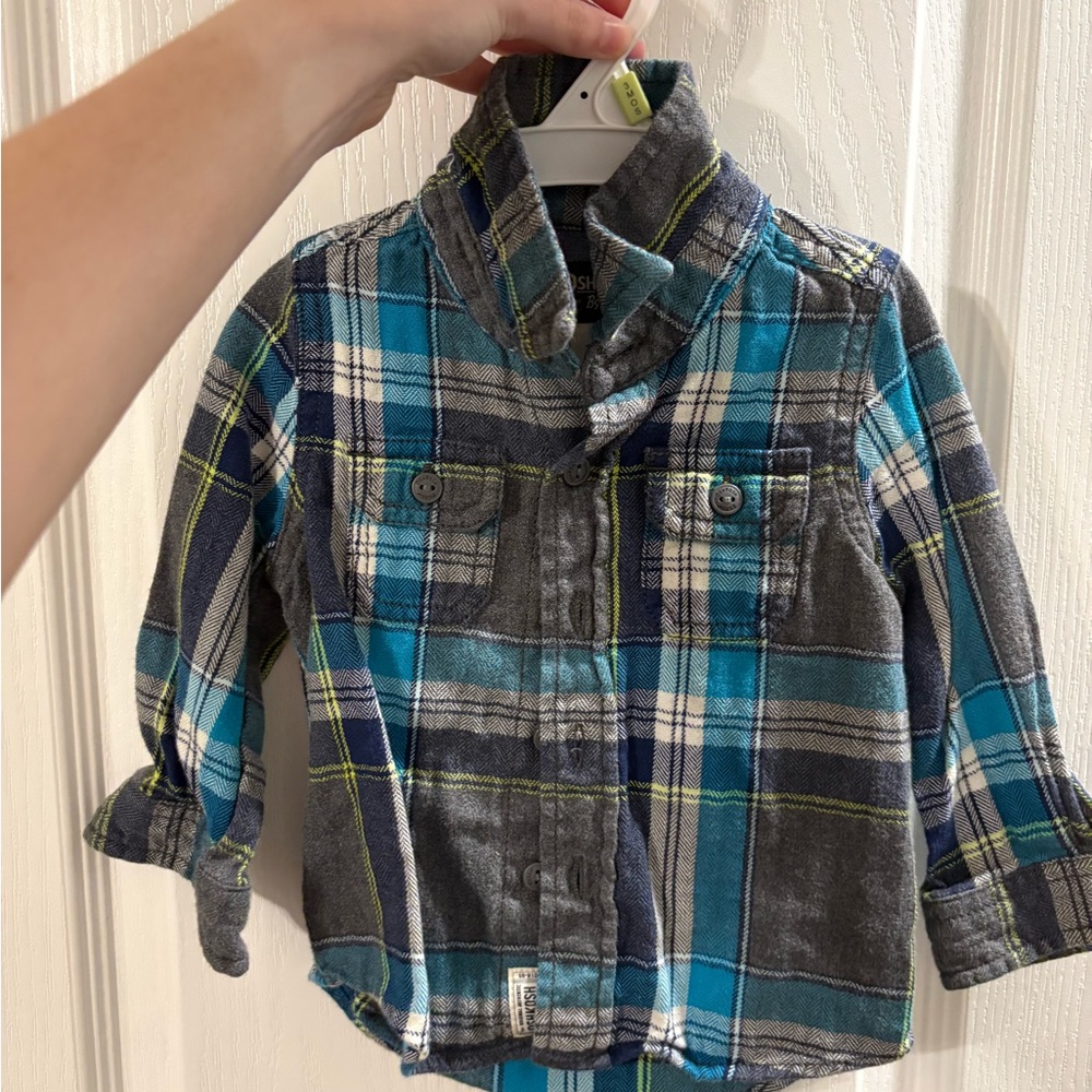 Plaid Kids Shirt - Blue and Gray
